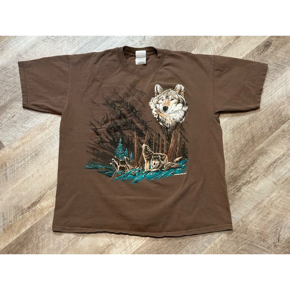 Vintage Wolves Brown Wolf T Shirt Ragtop Sportswear Gildan XL